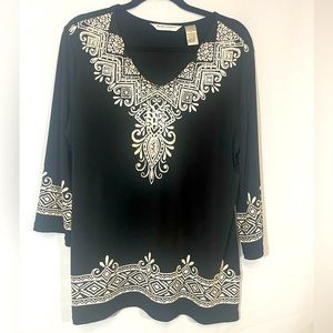 Draper’s & Damon’s Black Low Cut Blouse size PL